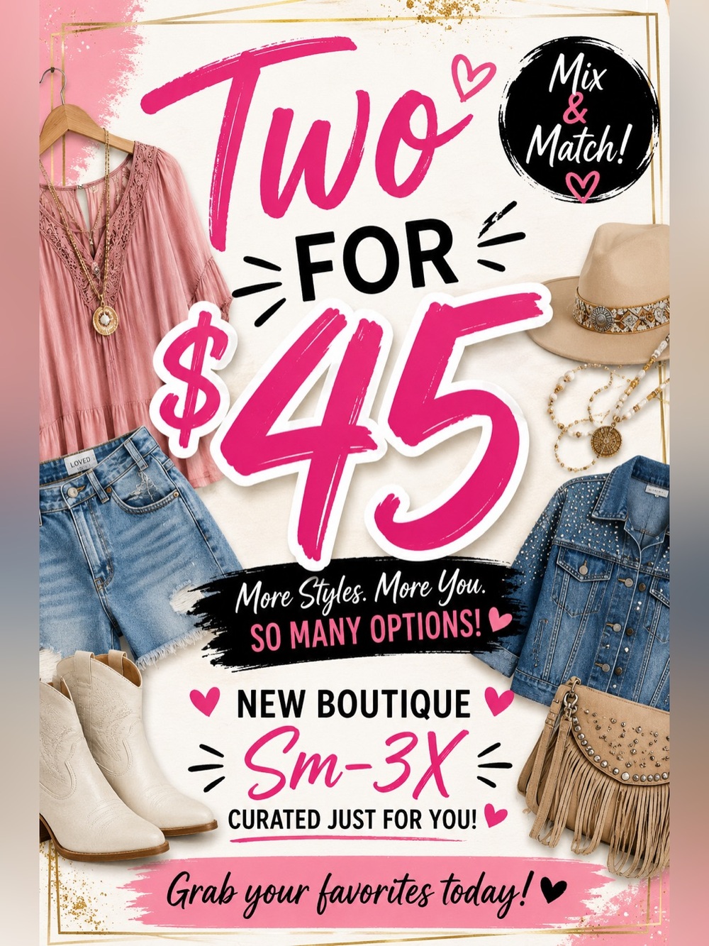 Two for $45 Live Show Only. Mix & Match
